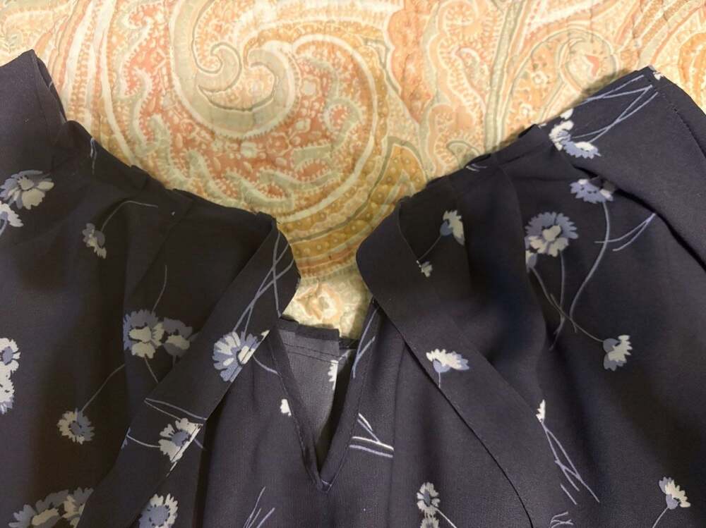 EUC LC Lauren Conrad Gray Floral Pleated Tie-Waist Midi Dress Size Large - Picture 7 of 13